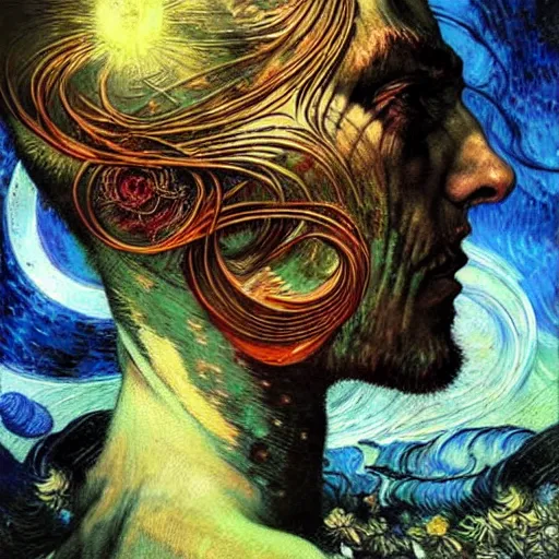 Image similar to Divine Chaos Engine by Karol Bak and Vincent Van Gogh