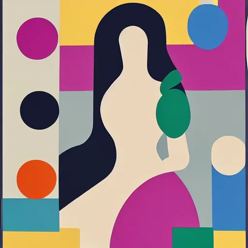 Image similar to A abstract painting in the style of Sophie Taeuber-Arp and Gary Hume and Tatsuro Kiuchi, flat colour-block style, geometric abstraction, portrait of beautiful woman, earthy light pastel colours