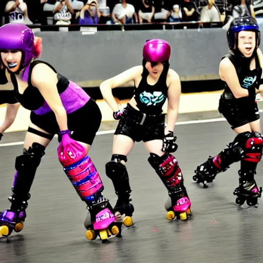 Image similar to roller derby riot grrl robots