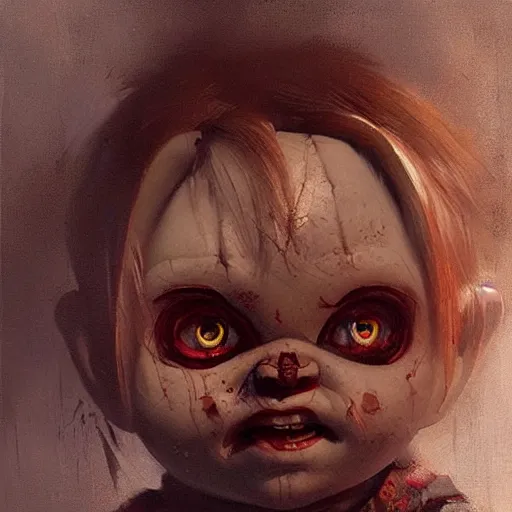 Prompt: the doll chucky, oil painting, by greg rutkowski