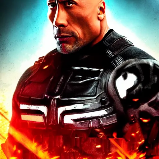 Image similar to Dwayne Johnson as the punisher digital art 4k detailed super realistic