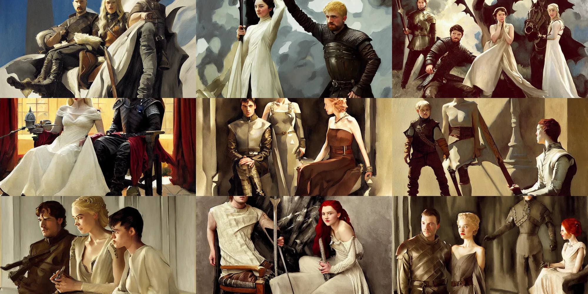 Prompt: game of thrones painting by sargent and leyendecker