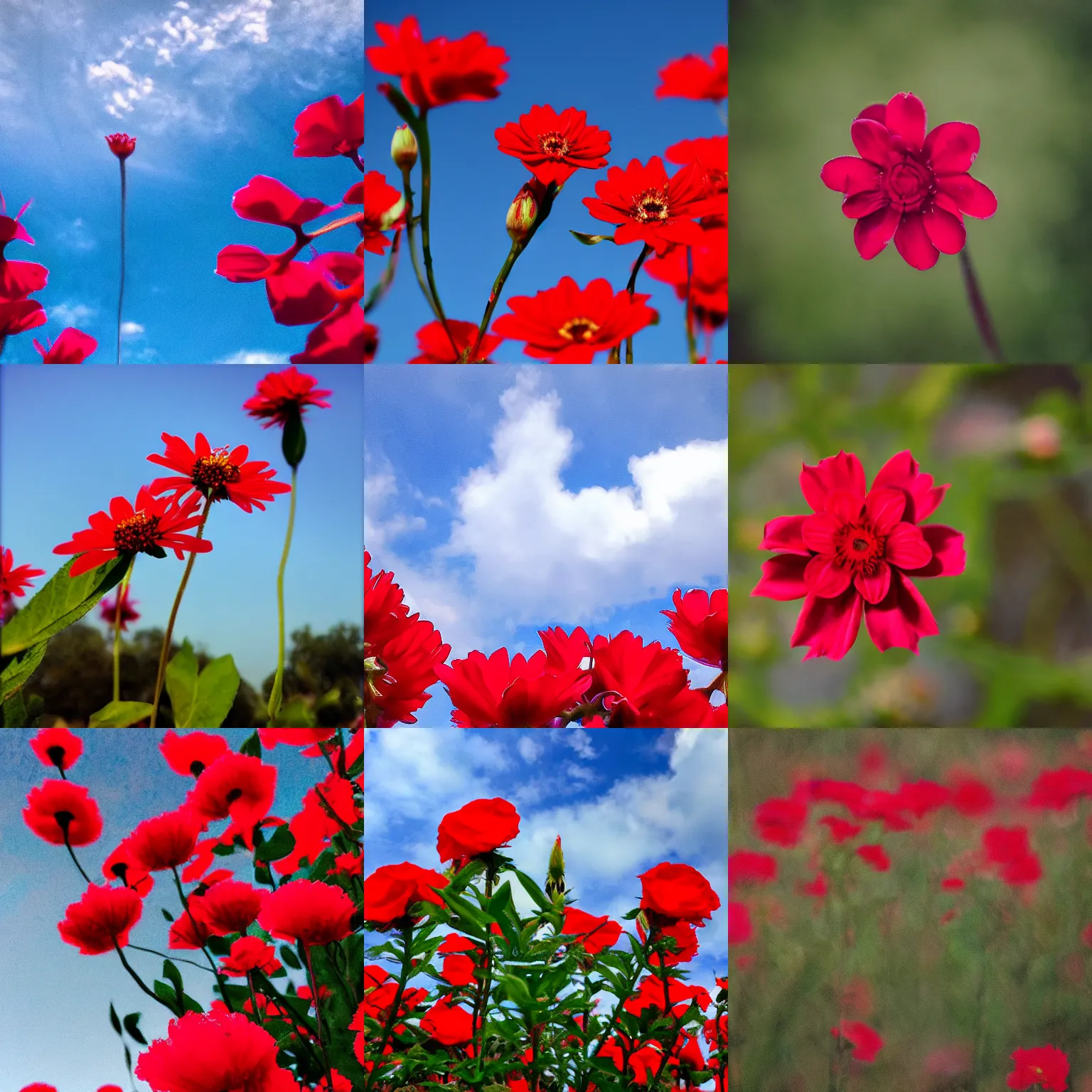 Prompt: sky red flower