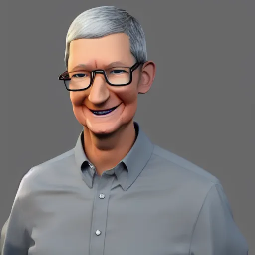 Image similar to Pixar style 3d render of Tim Cook