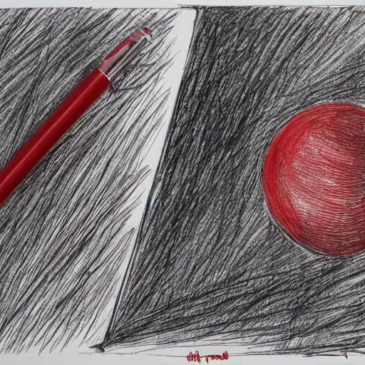 Image similar to red ballpoint pen drawing line strokes outsider art