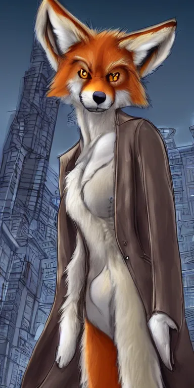 Prompt: gorgeous stylish anthro!! werefox in the city, fursona furry art commission, hibbary, photorealistic, furaffinity