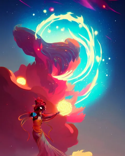 Prompt: a fiery fireball blazing with light, surrounded with spiriling sparkling rose crystals and galaxies, by peter mohrbacher, hyper light drifter, ukiyo - e trending on artstation