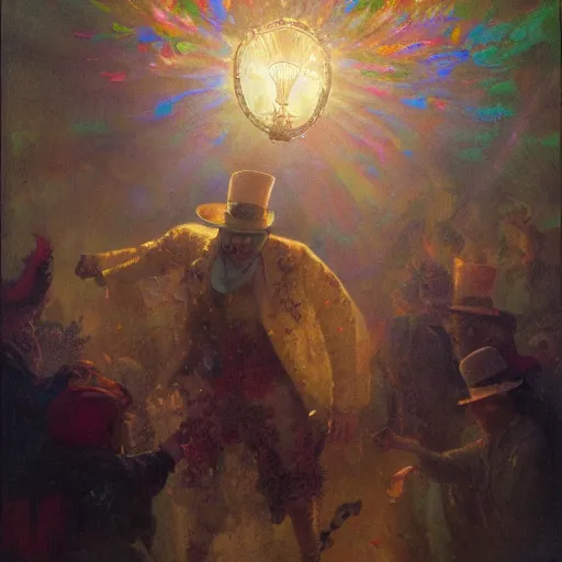 Image similar to uncle sam as a clown, radiant light, caustics, heroic, bright iridescent light, by gaston bussiere, bayard wu, greg rutkowski, maxim verehin