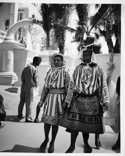 Prompt: Award winning reportage photo of Monegasque Natives wearing traditional garb by Garry Winogrand and Dian Arbus, 85mm ND 5, perfect lighting, gelatin silver process