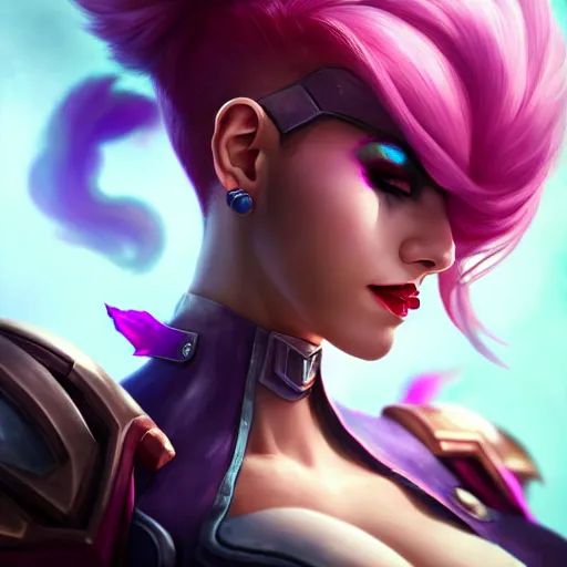 Prompt: portrait of Vi from League of Legends, by Fortiche Studio, by Riot Games, from Netflix's Arcane, trending on artstation,fine details, realistic shaded, fine-face, painted texture, pretty face,by Artgerm