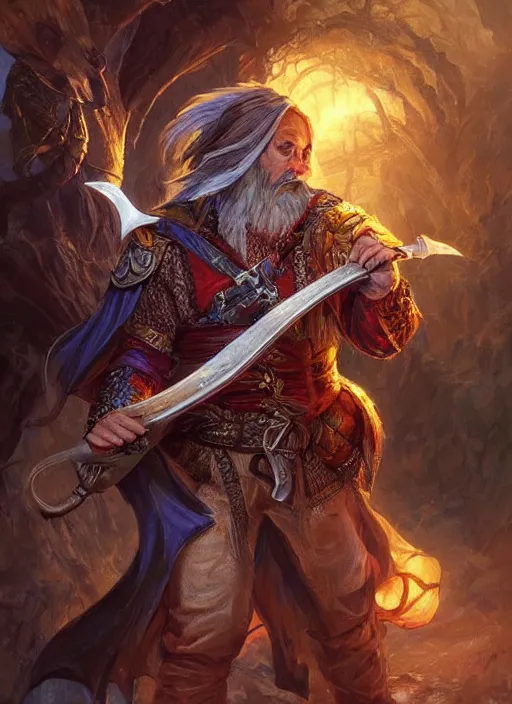 Image similar to charismatic bard, ultra detailed fantasy, dndbeyond, bright, colourful, realistic, dnd character portrait, full body, pathfinder, pinterest, art by ralph horsley, dnd, rpg, lotr game design fanart by concept art, behance hd, artstation, deviantart, hdr render in unreal engine 5