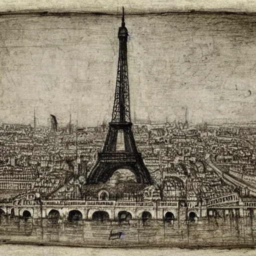 Prompt: realistic sketch of paris by leonardo da vinci