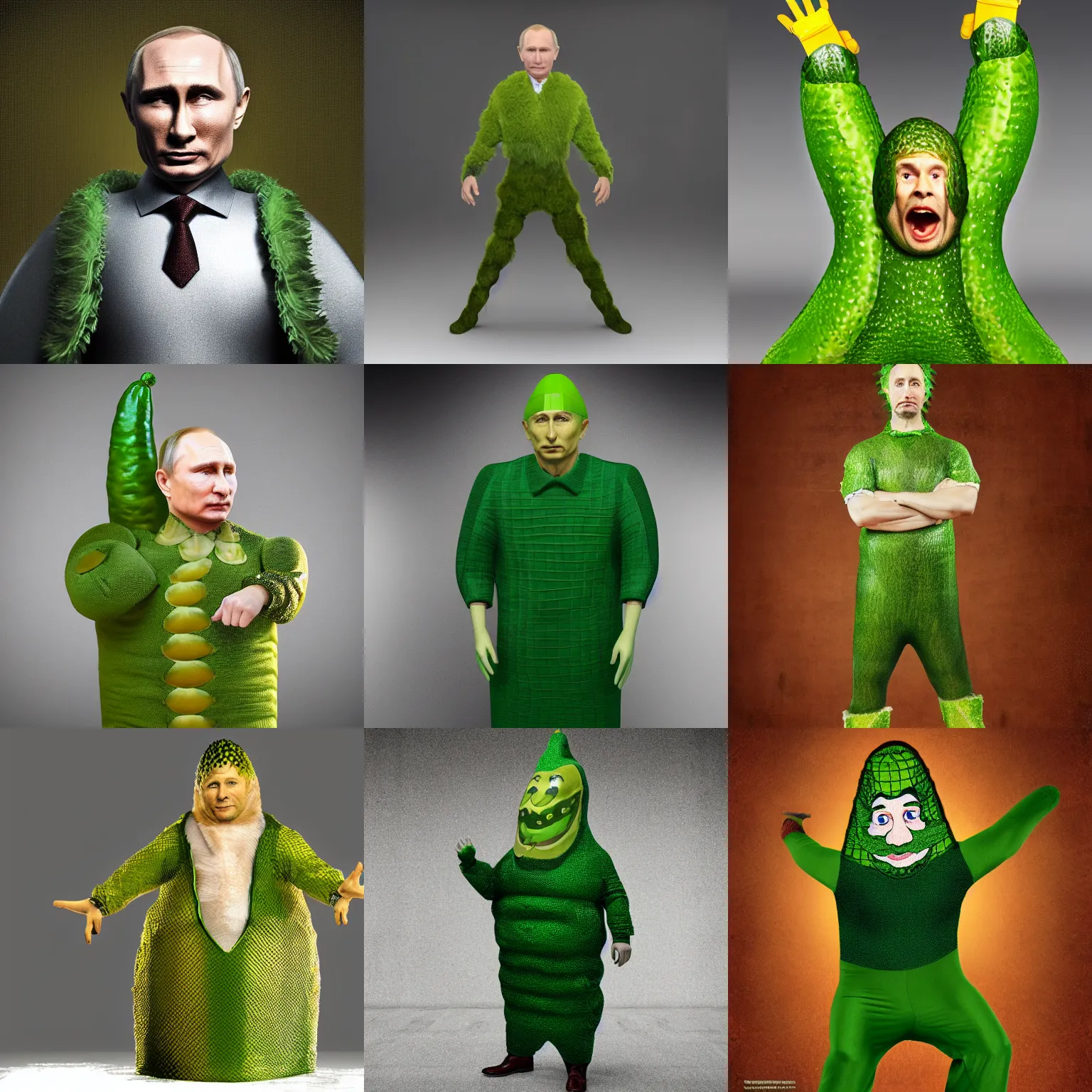 Image similar to putin wearing pickle costume, highly detailed, studio lighting, 4 k