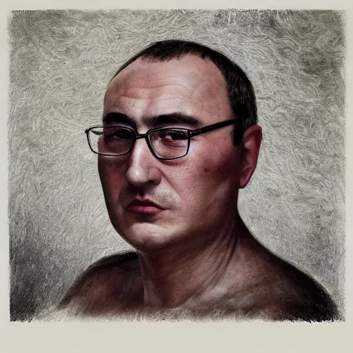 Image similar to Bodyhorror portrait by H.R.Giger of Mikhail Borisovich Khodorkovsky who became a degraded Abomination, photo-realistic, color image, 2K, highly detailed
