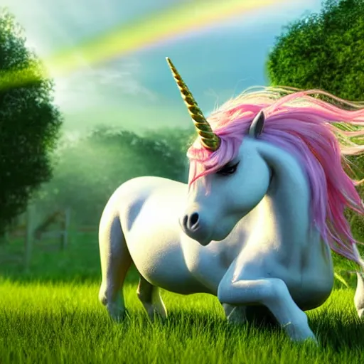 Prompt: a unicorn eating grass, highly detailed, photorealistic portrait, bright studio setting, studio lighting, crisp quality and light reflections, unreal engine 5 quality render