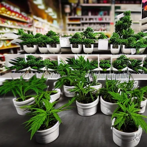 Image similar to bustling small shop neatly organised retail cannabis leaves in cute designer planters, aussie, environment portrait ink drawn by steve hanks, australia video game still render by pixar