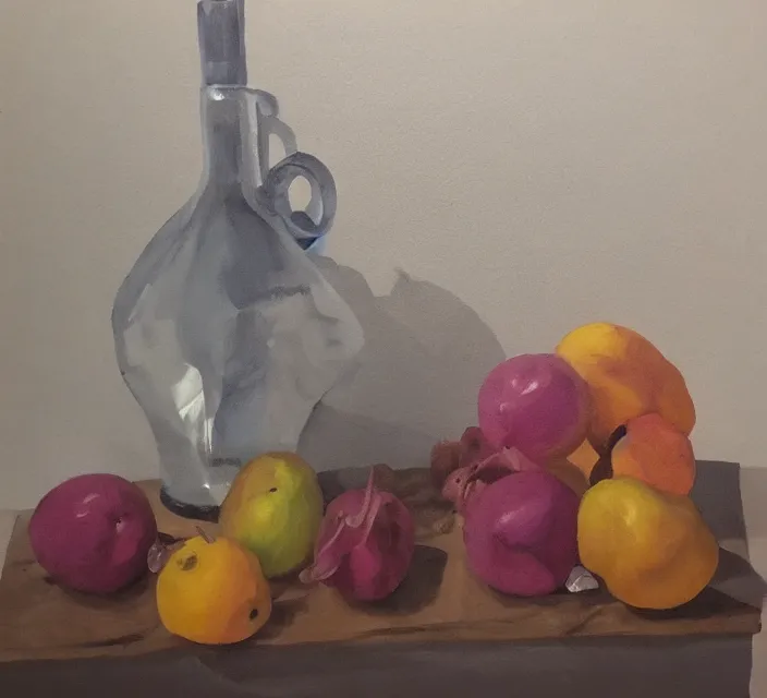 Prompt: a beautiful still life painting by a third-year art student; extraordinary masterpiece!!!!!