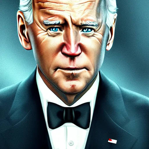 Image similar to joe biden as james bond, hyper realistic, amazing detail digital art, cgsociety, artstation