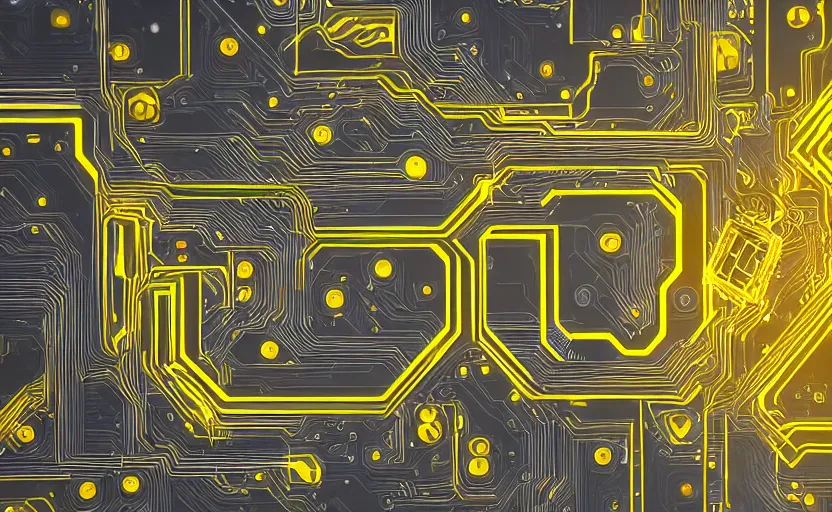 Prompt: computer circuitry scattered throughout the inside of a dream of a diamond, yellow water-cooling coolant, trending on artstation, digital art, octane render, ray-tracing, 4k desktop background