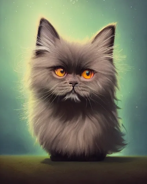 Prompt: highly detailed surreal vfx portrait of a cute, happy persian cat with green eyes, dressed up as a witch, stephen bliss, unreal engine, greg rutkowski, loish, rhads, beeple, makoto shinkai and lois van baarle, ilya kuvshinov, rossdraws, tom bagshaw, alphonse mucha, global illumination, detailed and intricate environment