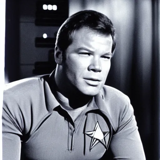 Image similar to young William Shatner as a starship captain