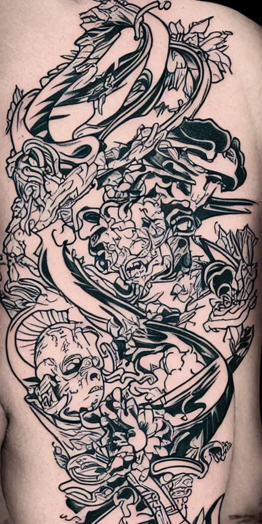 Image similar to hyperdetailed sailor jerry flash tattoo sheet