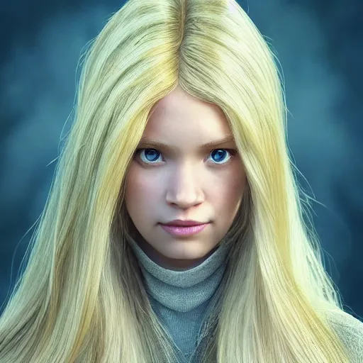 Image similar to disney princess with long blonde hair : : weta disney pixar movie still photo : : hi - fructose, decadent highly - detailed digital painting, symmetrical face, golden ratio, octane render, artstation, smooth, sharp focus, artgerm, mucha, loish, wlop