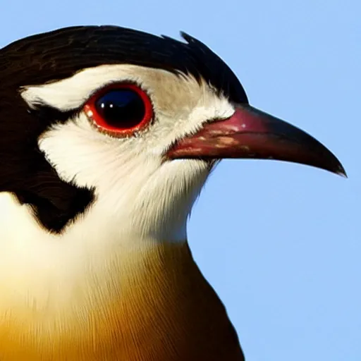 Prompt: bird stares face on into camera with quizzical expression, extremely detailed cartoon