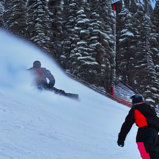 Image similar to cinematic anime snowboarding scene in the back bowls of vail colorado