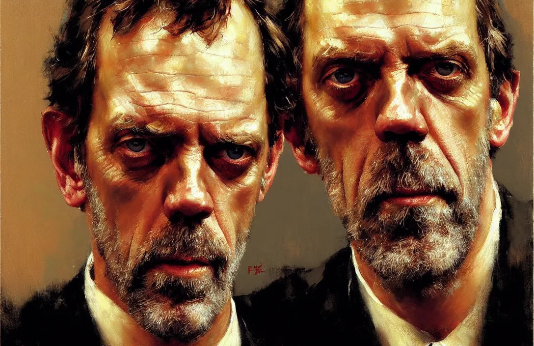 Prompt: portrait of hugh laurie!!!!!!!!!!!!!!!!!!!!!!!!!!!, detailed face, detailed painting, epic lighting, by ilya repin, phil hale and kent williams