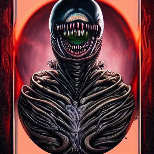 Prompt: Lofi Giger Scorn portrait of Venom as Alien Pixar style by Tristan Eaton Stanley Artgerm and Tom Bagshaw
