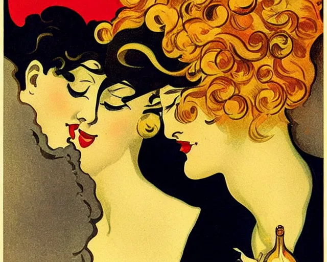 Image similar to vintage, champagne. art nouveau, french, realistic, cheerful, art work by leonetto cappiello, 1 9 0 2