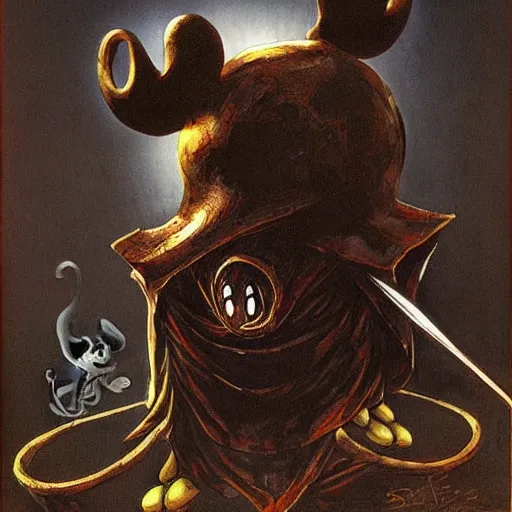 Image similar to Mickey mouse as a dark souls boss by Salvador Dalí