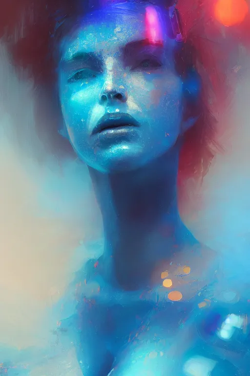 Image similar to nenufar, colorful, blue backgroung,clean, joyful, intricate, elegant, volumetric lighting, digital painting, highly detailed, artstation, sharp focus, illustration, concept art, ruan jia, steve mccurry