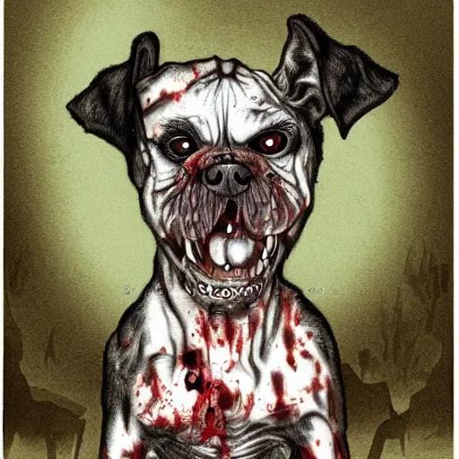 Image similar to a zombie dog in the style of H. R. Geiger, highly detailed, hyperrealistic