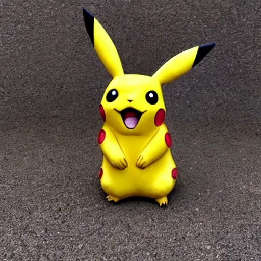 Prompt: Pikachu Sculpture made out of stone