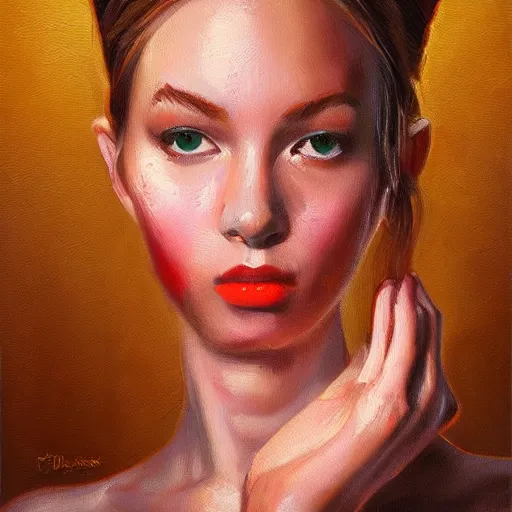 Prompt: apple head woman, oil painting, ultradetailed, artstation, ultradetailed pinterest,