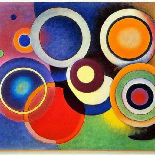 Prompt: abstract circle art by vasily kandinsky, piet mondrian, kazimir malevich, lyubov popova, inspirational, award winning