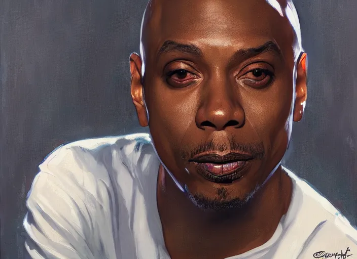 Prompt: a highly detailed beautiful portrait of dave chappelle as a [ [ robot ] ] by gregory manchess, james gurney, james jean