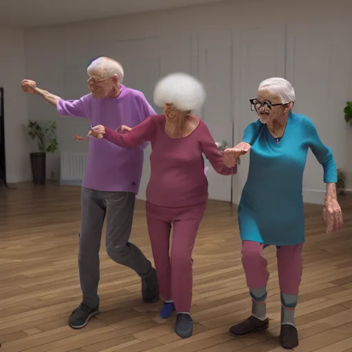 Image similar to photography of old people raving in retirement home by Alexis Dibiasio Rendered in VRAY.