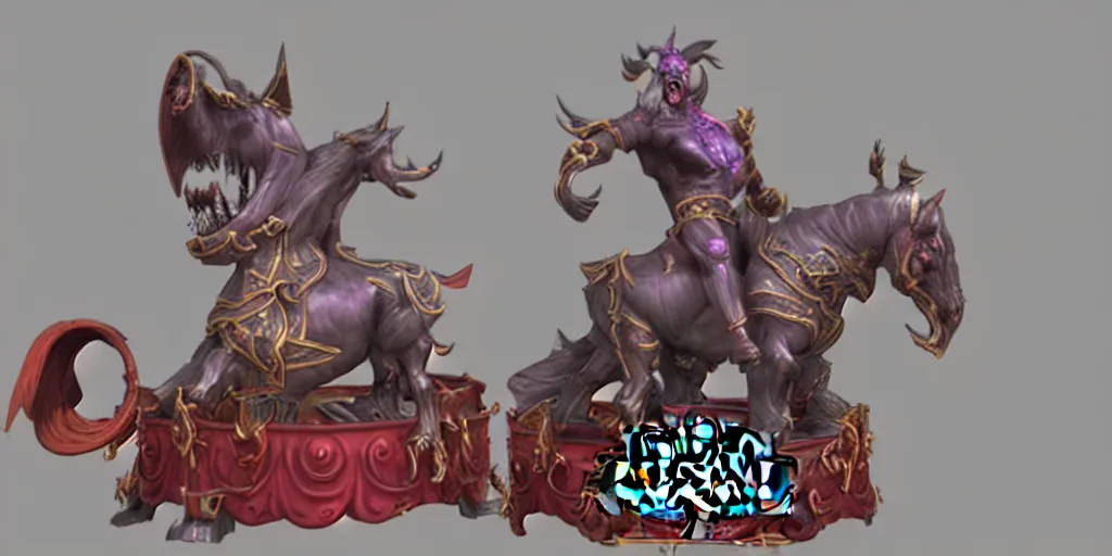 Prompt: a 3d sculpt of an evil circus carousel horse, world of warcraft, league of legends