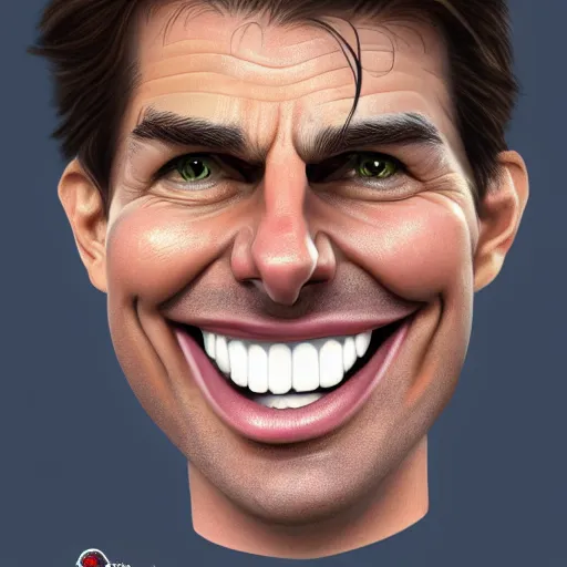 Prompt: caricature drawing of tom cruise smiling, exaggerated features, highly detailed, drawing by mahesh nambiar, sebastian kruger, archille superbi, carola rubio, artstation
