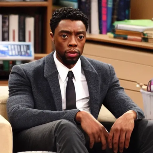 Prompt: chadwick boseman on the big bang theory