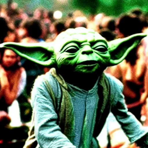 Image similar to yoda performing at woodstock