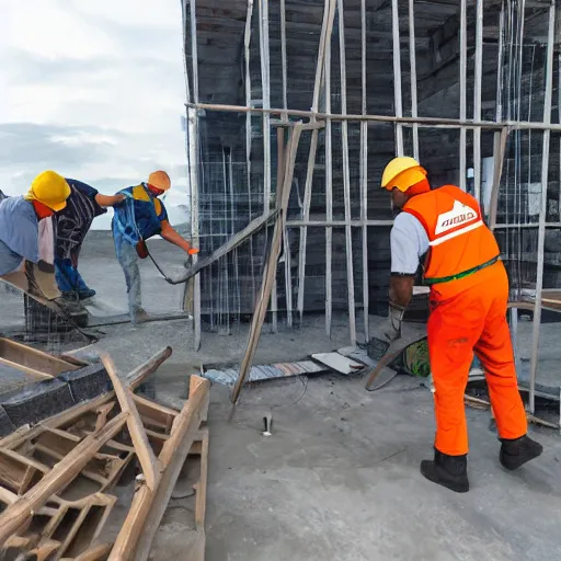 Image similar to construction workers working on a square portal