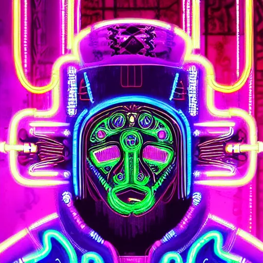 Image similar to detailed quetzalcoatl portrait Neon Operator, cyberpunk futuristic neon, reflective puffy coat, decorated with traditional mayan ornaments by Ismail inceoglu dragan bibin hans thoma !dream detailed portrait Neon Operator Girl, cyberpunk futuristic neon, reflective puffy coat, decorated with traditional Japanese ornaments by Ismail inceoglu dragan bibin hans thoma greg rutkowski Alexandros Pyromallis Nekro Rene Maritte Illustrated, Perfect face, fine details, realistic shaded, fine-face, pretty face