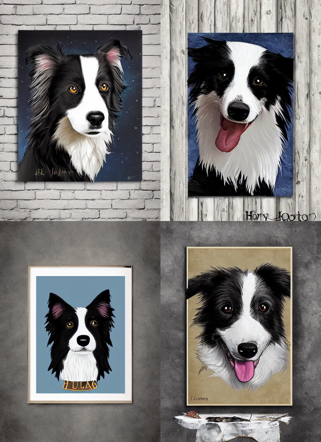 Prompt: border collie dog poster, harry potter style art, title LUNA!