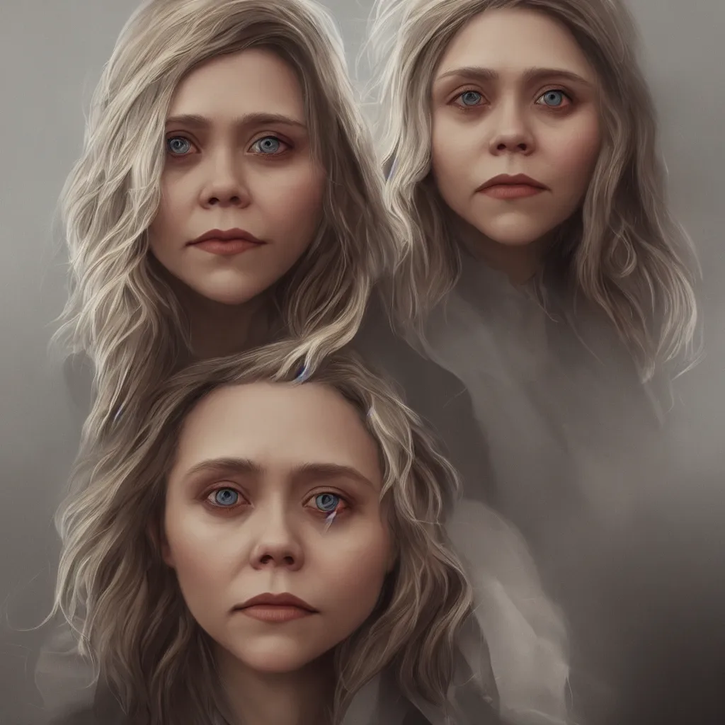 Prompt: portrait of elisabeth olsen, hyper detailed, digital art, trending in artstation, cinematic lighting, studio quality, smooth render, unreal engine 5 rendered, octane rendered, 8 k