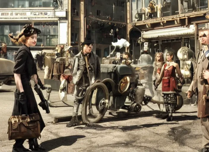 Image similar to scene from a 2 0 1 0 dieselpunk film