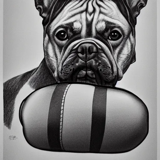 Prompt: Highly detailed pencil drawing of a boxer dog wearing boxing gloves in a boxing match against a German shepherd